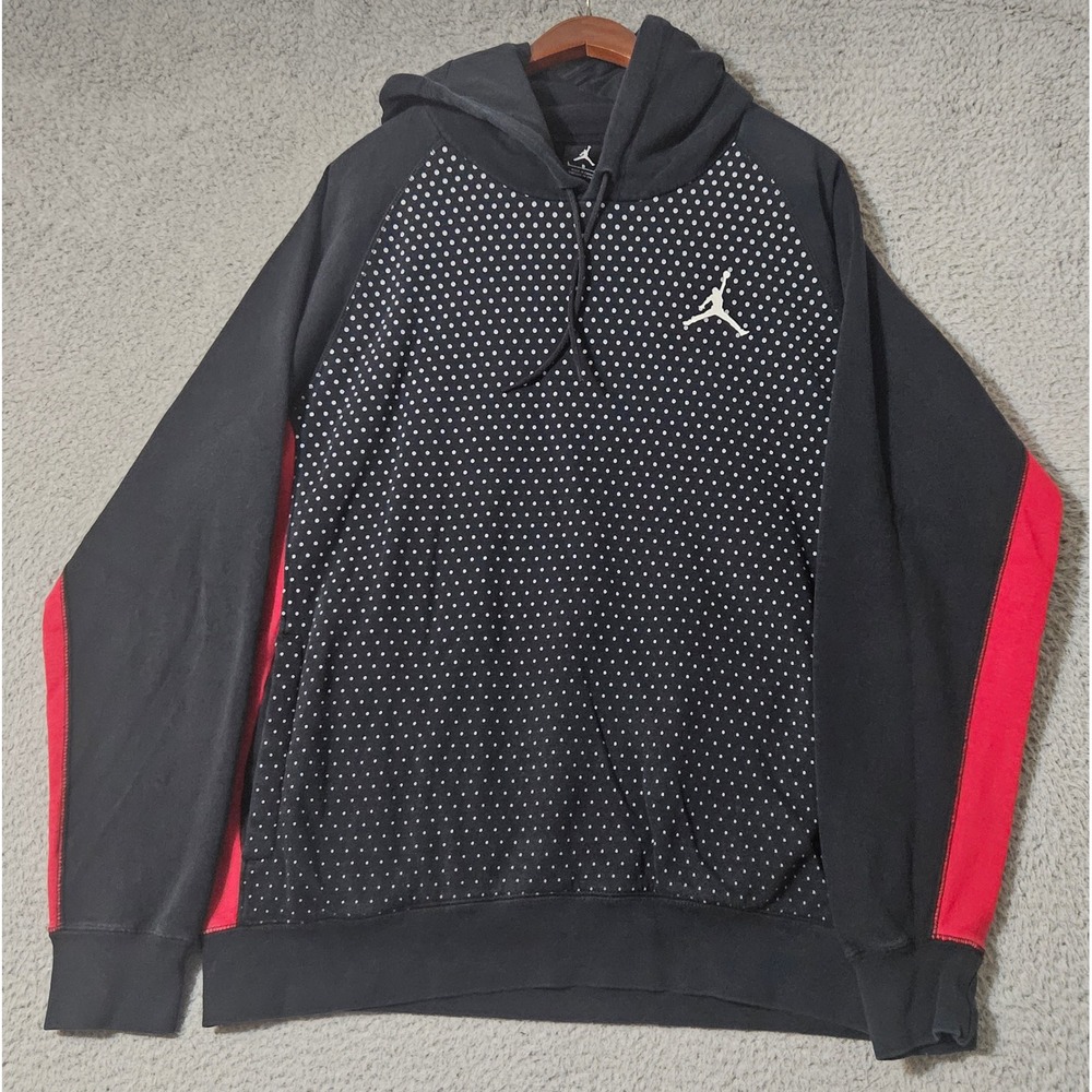 Air Jordan Black White‎ Polka Dot Hoodie Sweatshirt 845391 Men's Size Lage